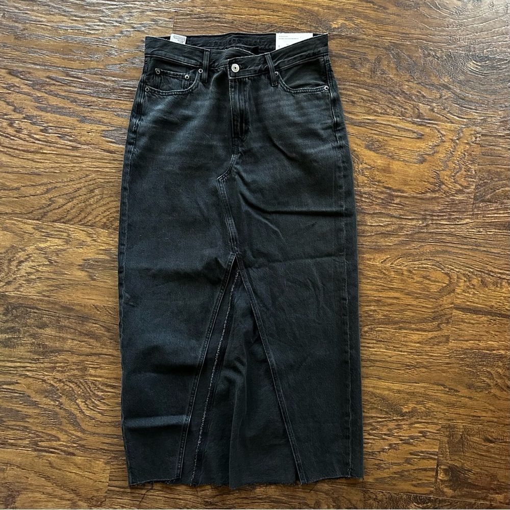 American Eagle AE 90’s High Rise Maxi Denim Skirt Black Size 6 NEW - Picture 2 of 7